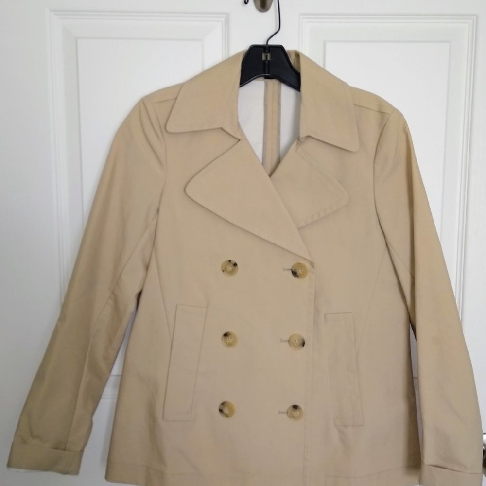 Theory Cotton Button Up Jacket in Tan Size P